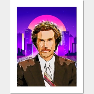 ron burgundy retro Posters and Art